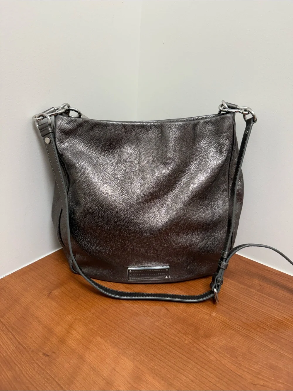 Marc by Marc Jacobs Metallic Pewter Leather Hobo